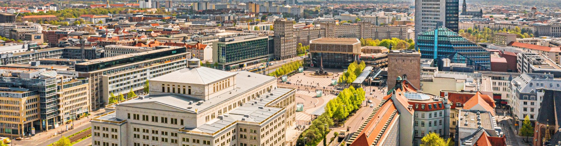 Leipzig cityscape at sunset