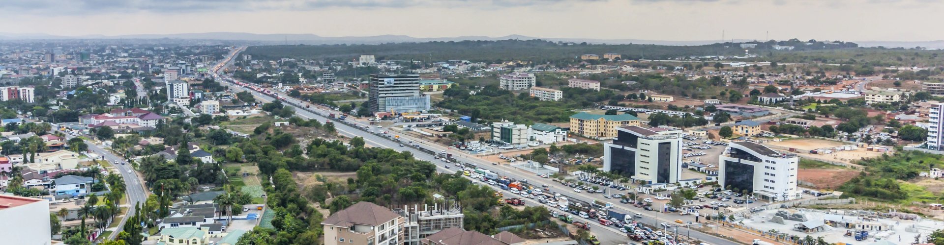 Sunset view of Accra skyline