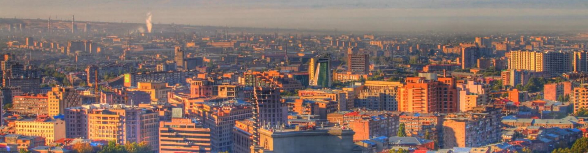 Yerevan cityscape at dusk