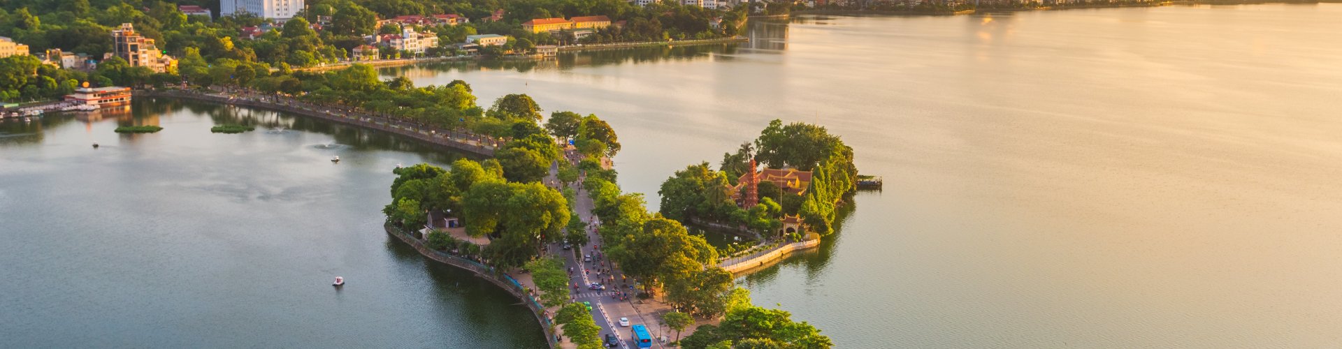 Hanoi cityscape at sunset