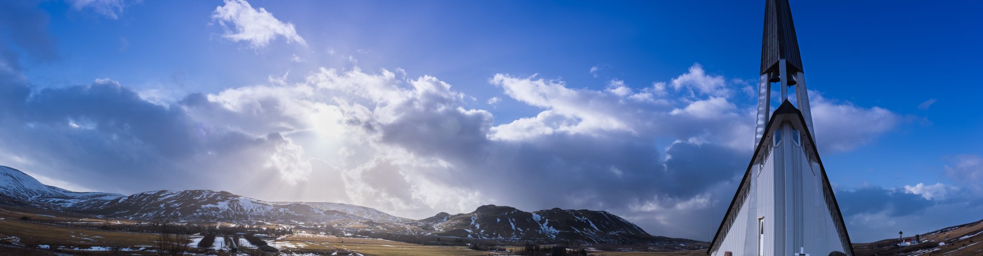 Sunset over Mosfellsbær landscape