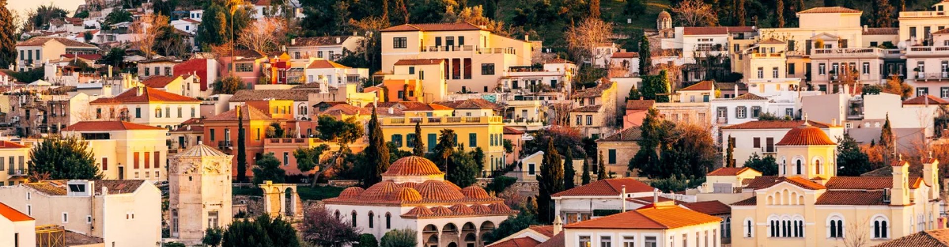 Athens cityscape at sunset