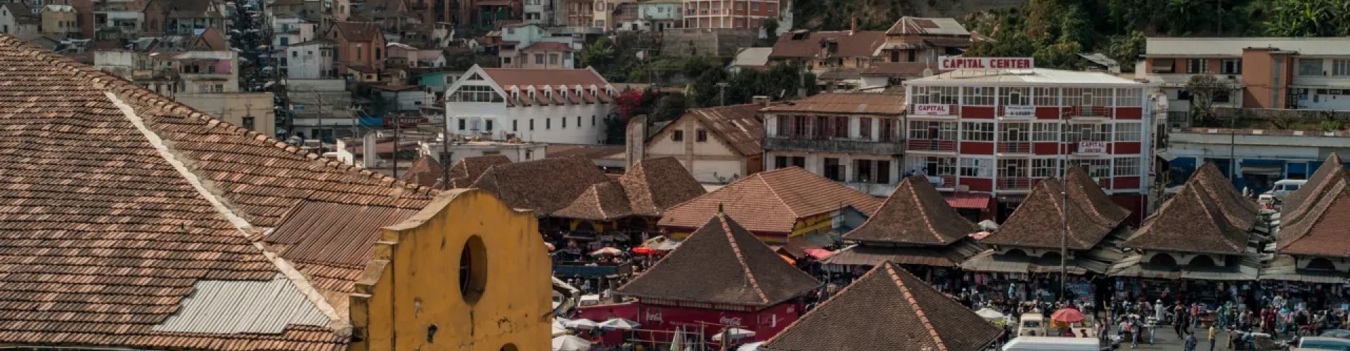 Antananarivo cityscape at sunset