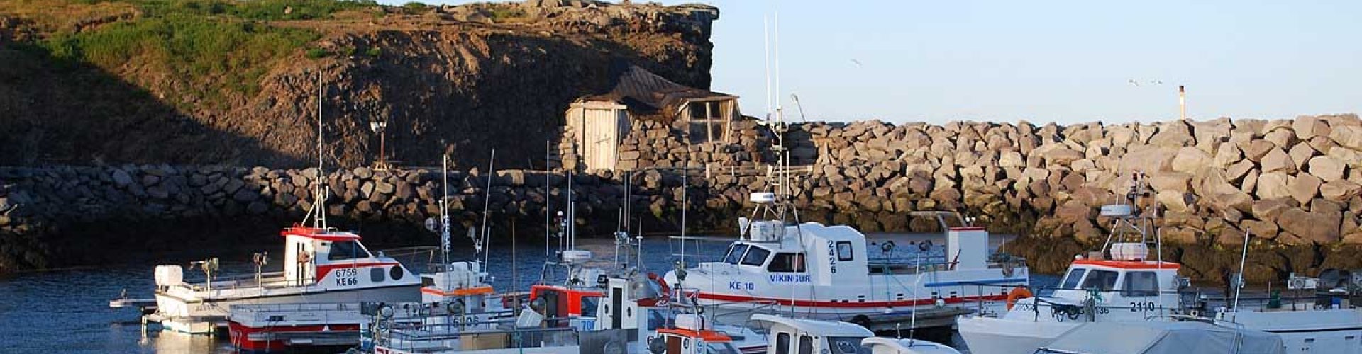 View of Keflavik coastline at sunset