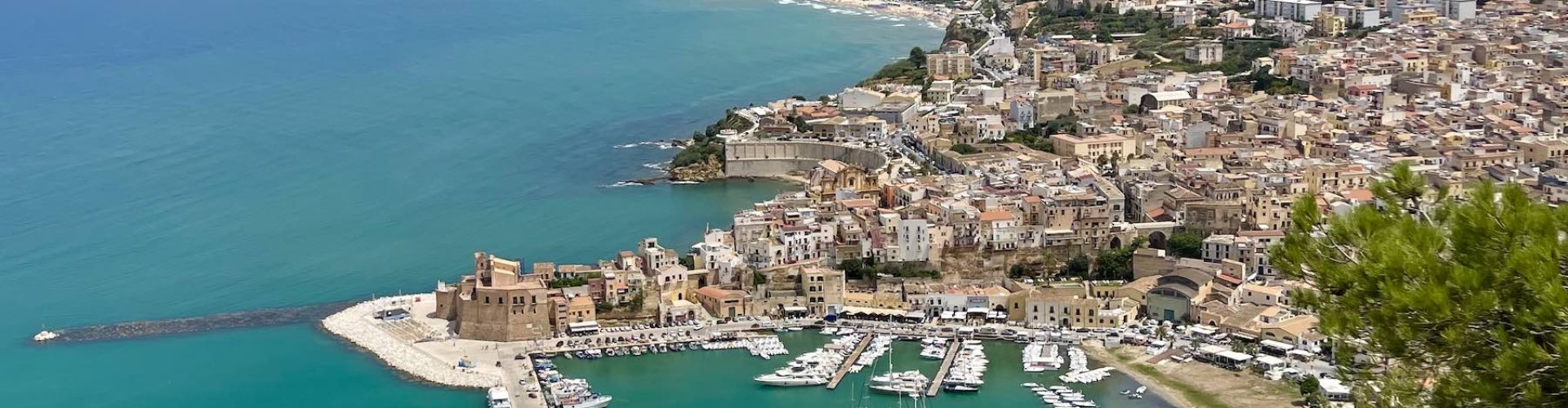 Sunset view over Castellammare del Golfo coastline