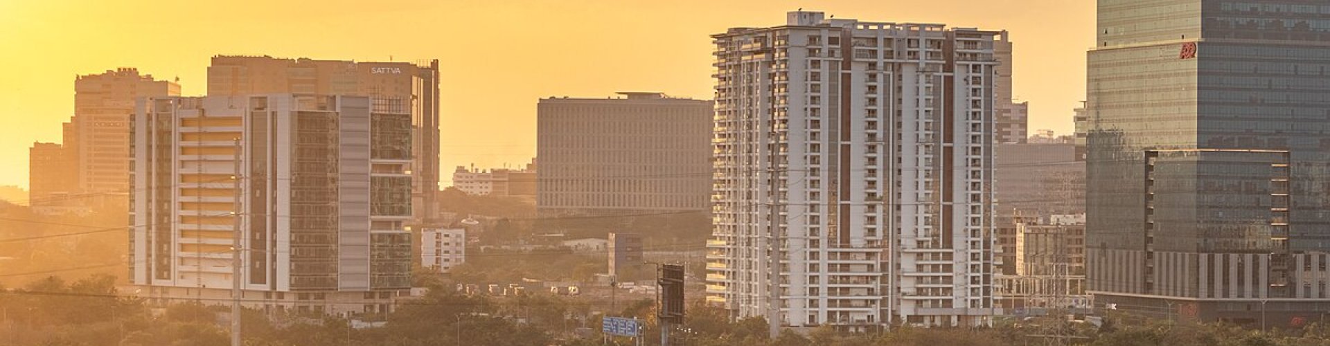 Hyderabad cityscape at sunset