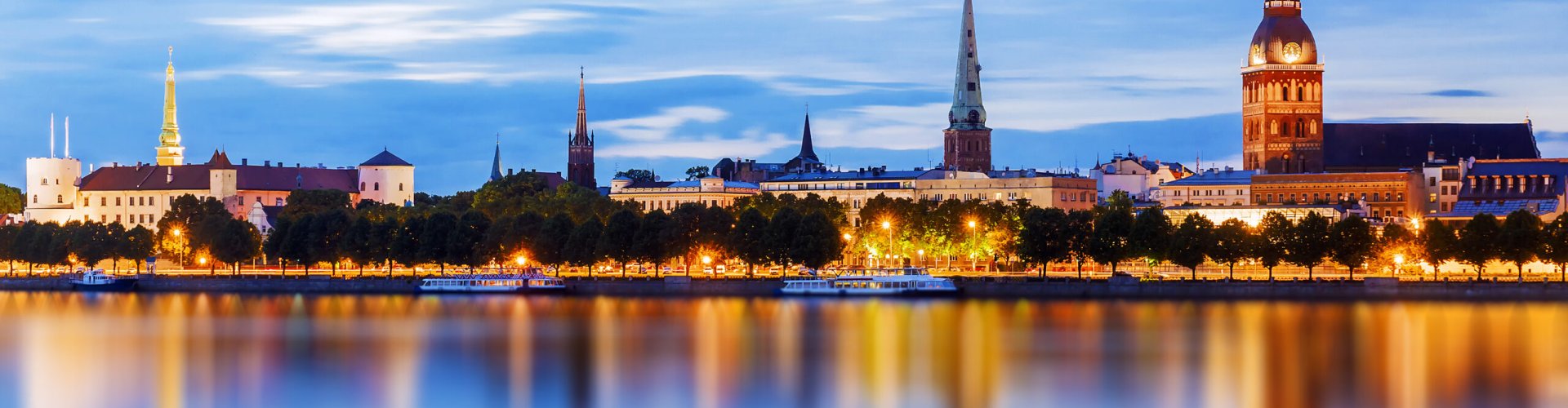 Rīga cityscape at sunset