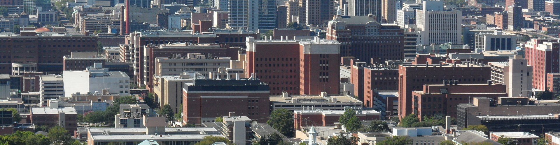 Birmingham cityscape at dusk